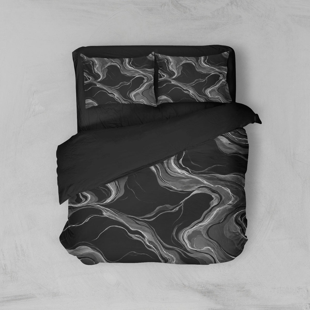 Housse de couette marbre noir