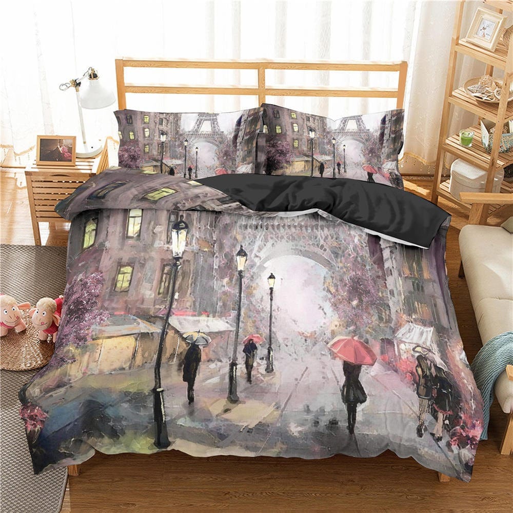 Housse de Couette 200x200 Motif Paris | Housse de Lit