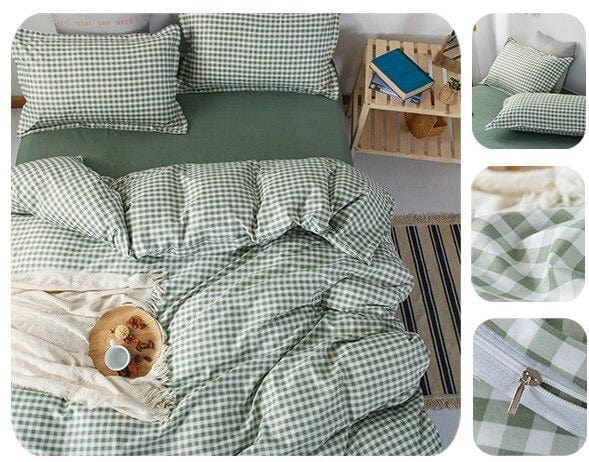 Housse de Couette Blanc Vert