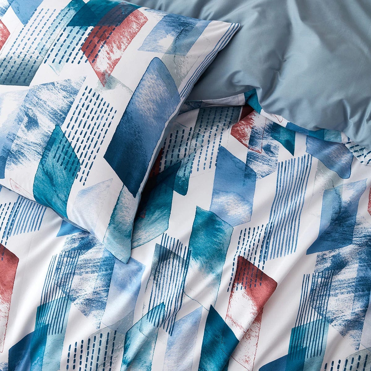 Housse de Couette Blanche et Bleu Canard