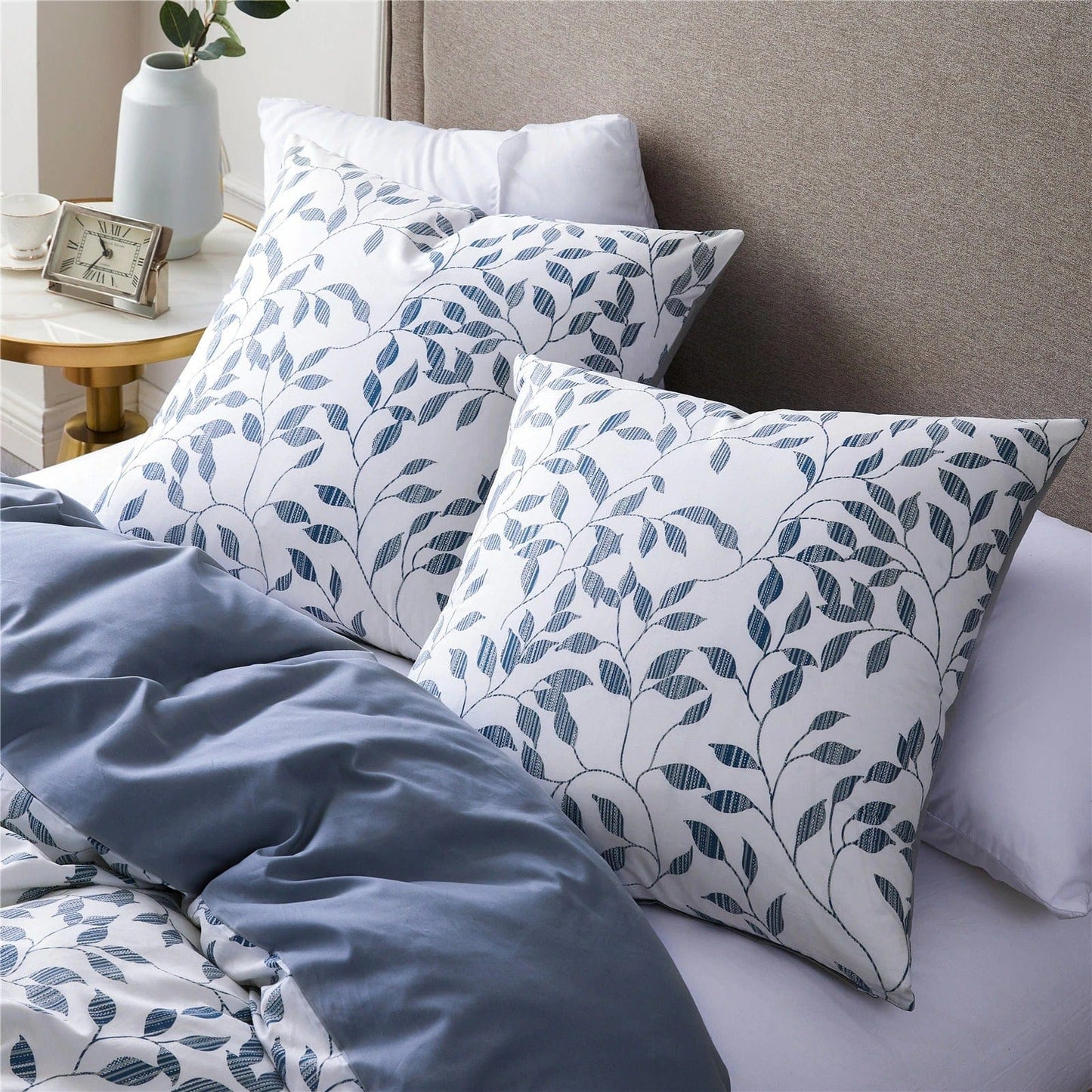 Housse de Couette Blanche et Bleu Marine