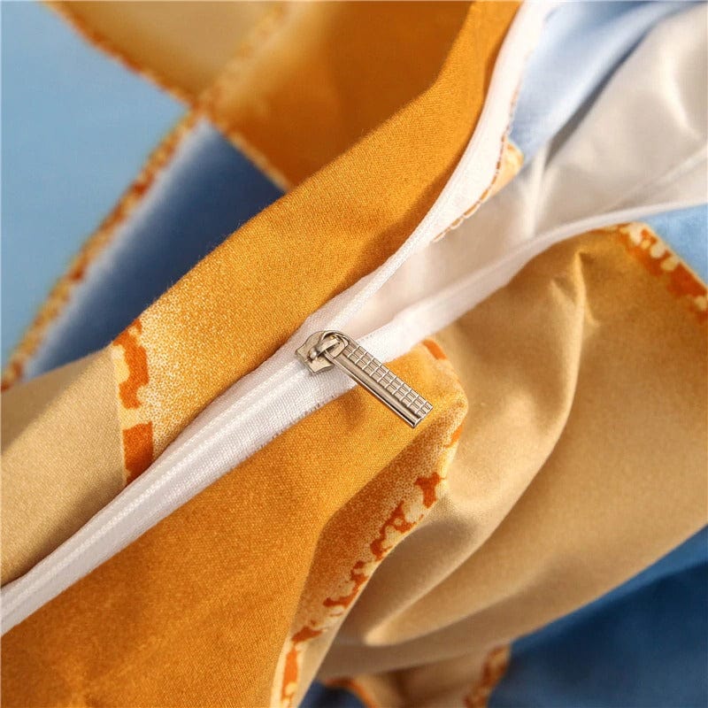 Housse de Couette Bleu Marine et Jaune
