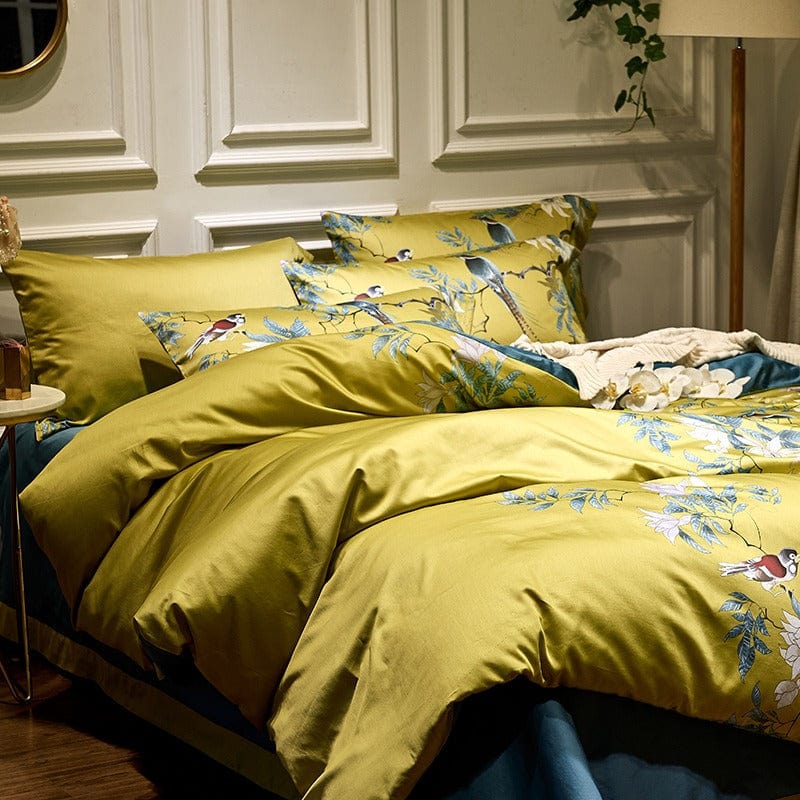 Housse de Couette Fleurie Jaune