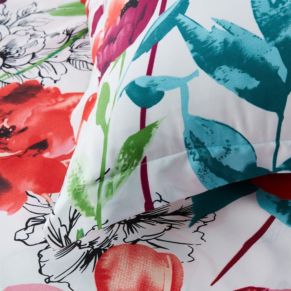 Housse de Couette Fleurs Rouges