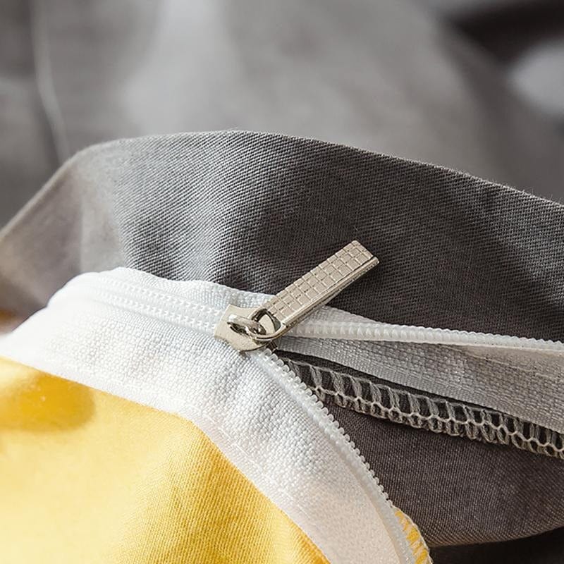 Housse de Couette Grise et Jaune Moutarde