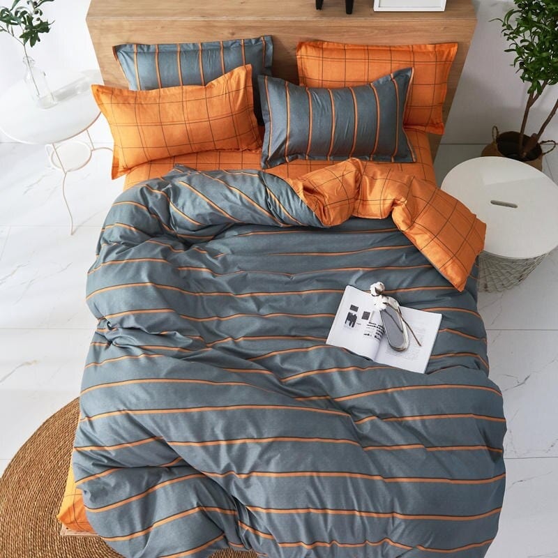 Housse de Couette Grise et Orange