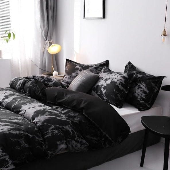Housse de Couette Noir et Gris
