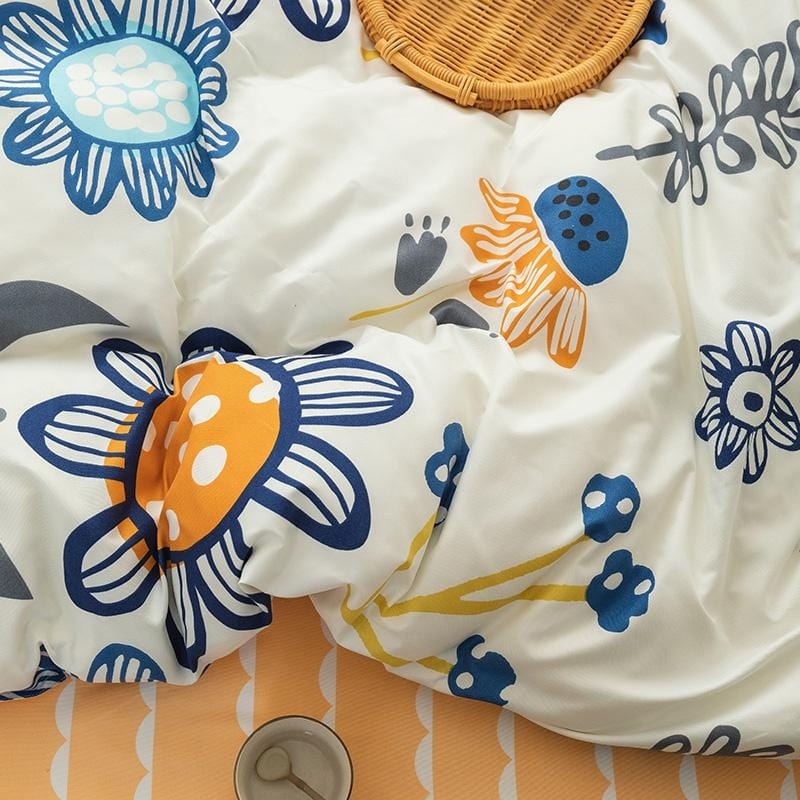 Housse de Couette Petites Fleurs Bleues