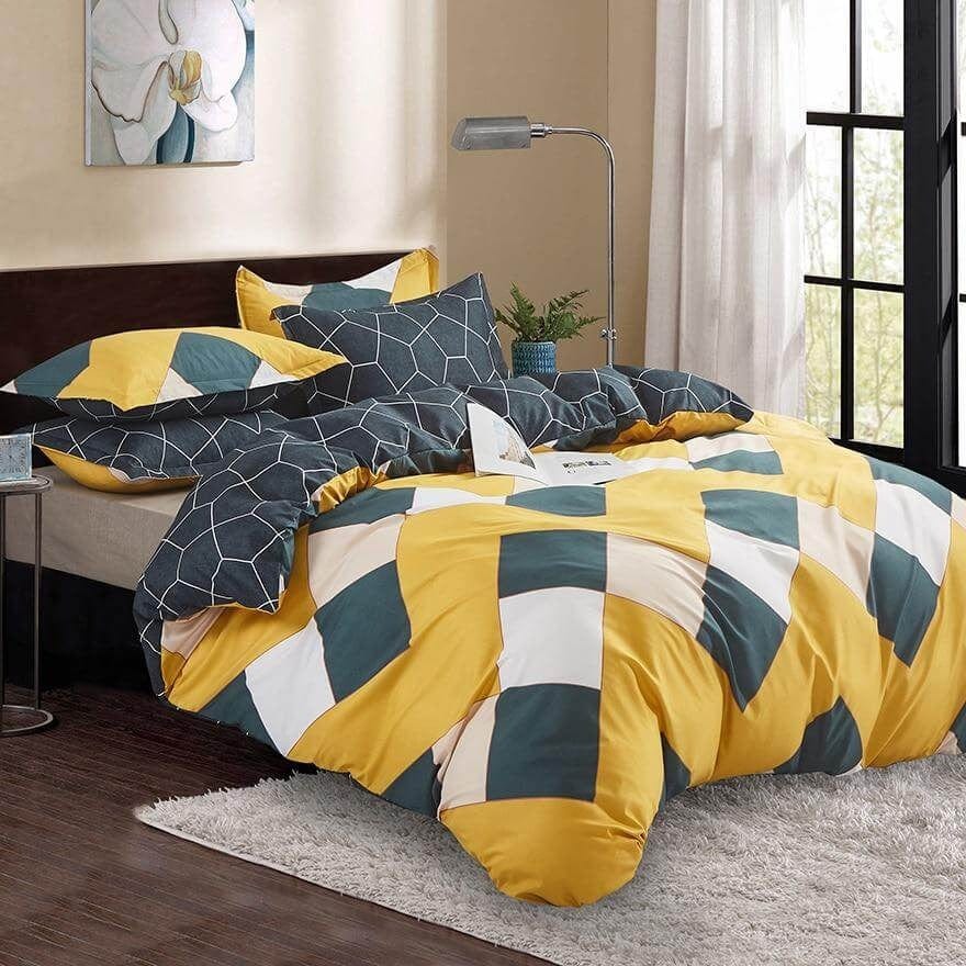 Housse de Couette Scandinave Bleu et Jaune