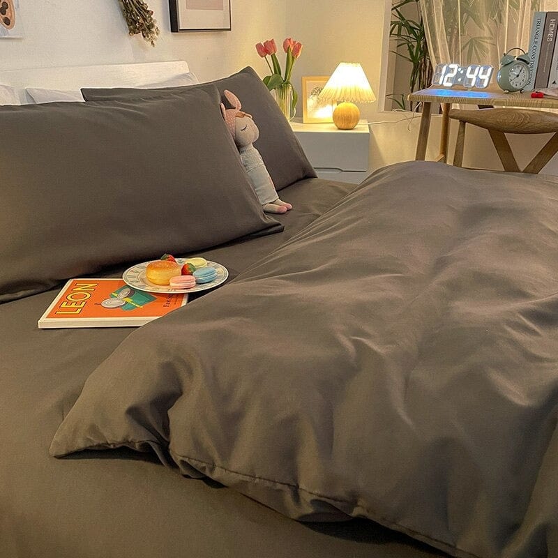 Housse de Couette Unie Grise
