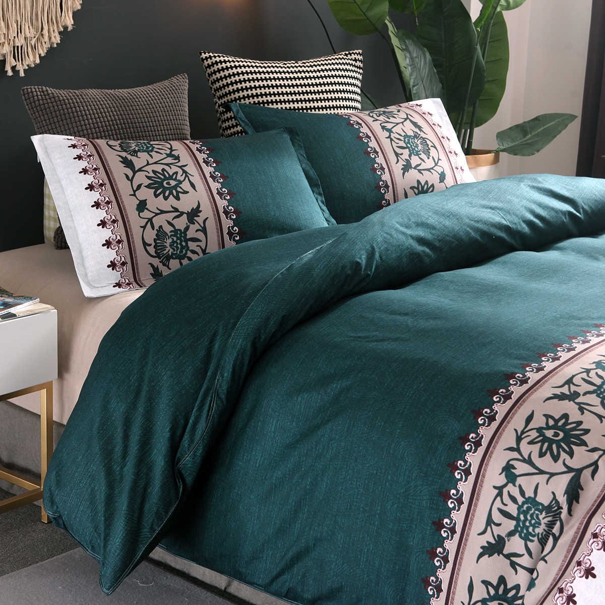 Housse de Couette Verte et Blanche