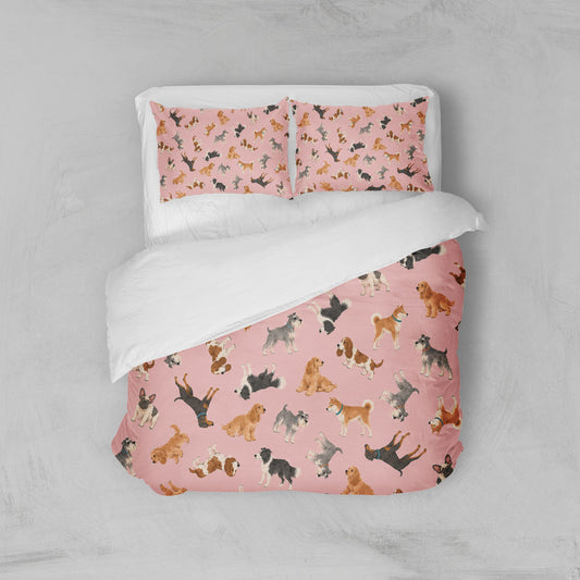 Housse de couette chien rose