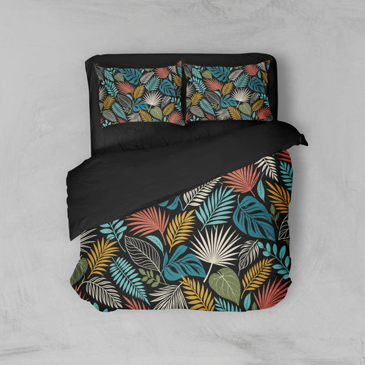 Housse de couette feuilles tropicales