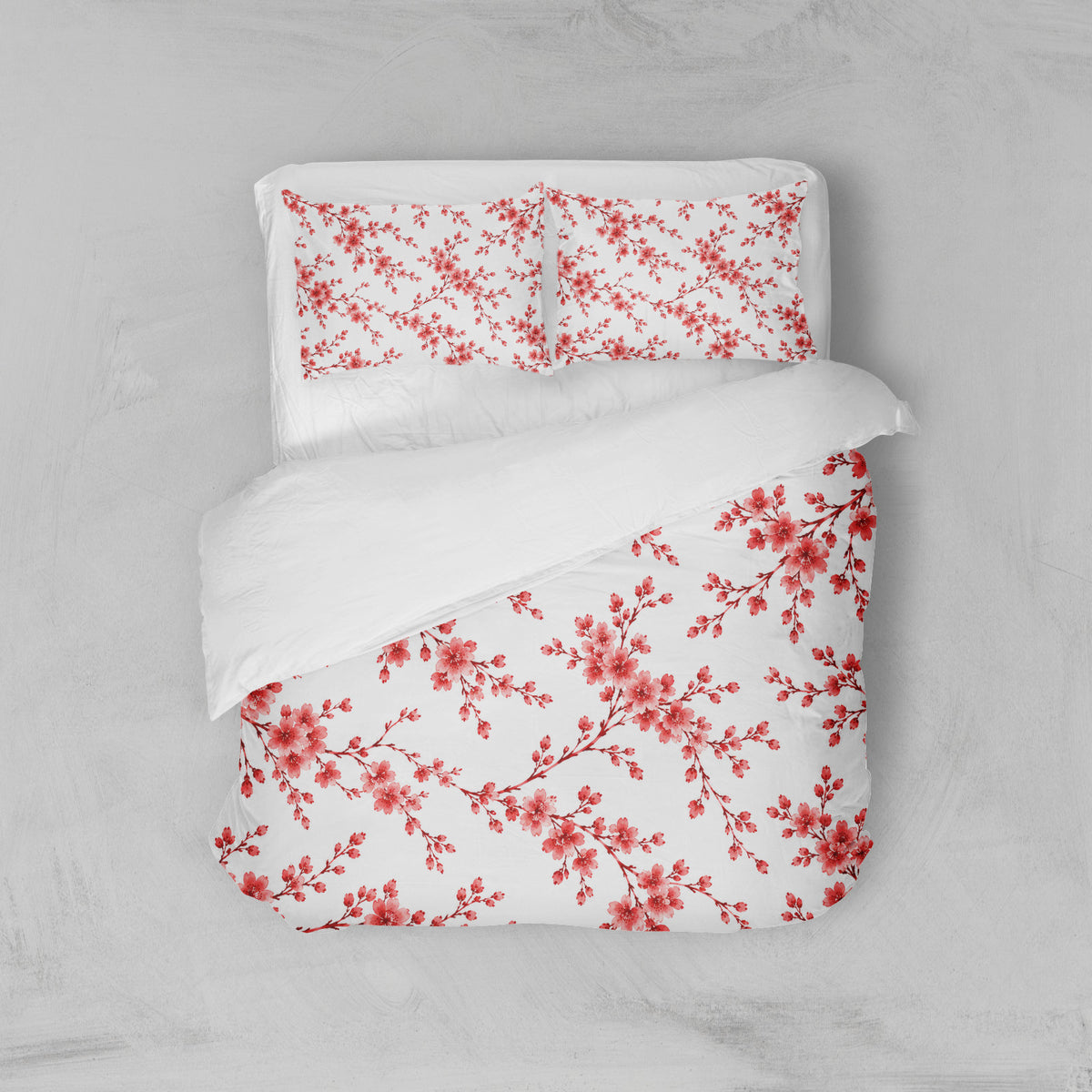 Housse de couette fleurs rouges