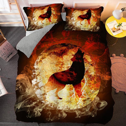 Housse de Couette 220x240 Motif Loup