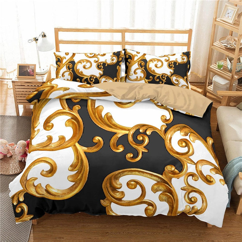 Housse de Couette Baroque Noir et Blanche | Housse de Lit