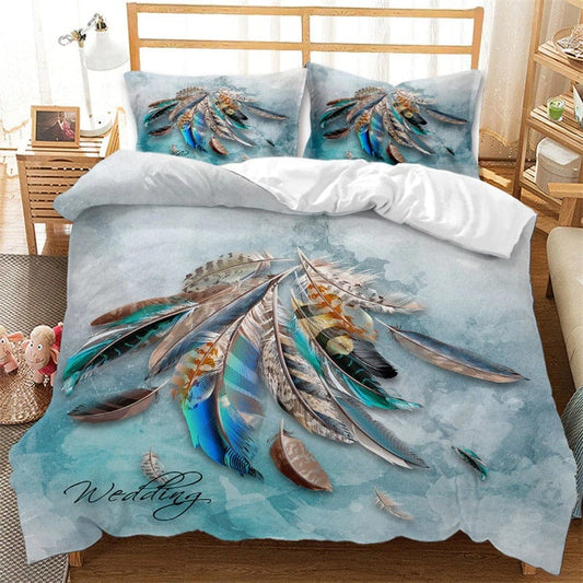 Housse de Couette Plume Bleu