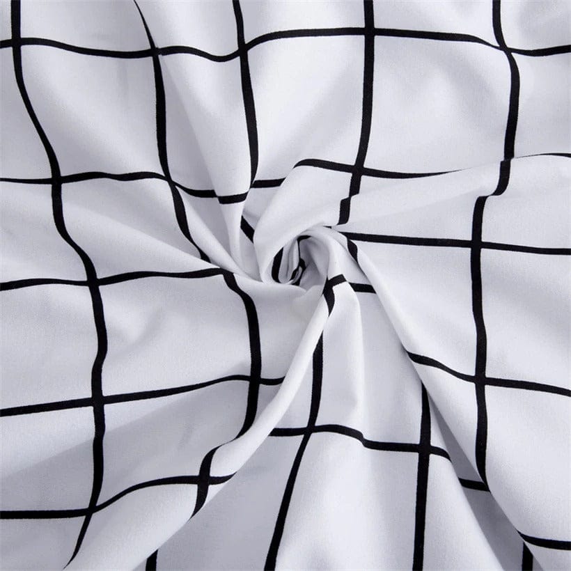 Housse de Couette Blanche Carreaux