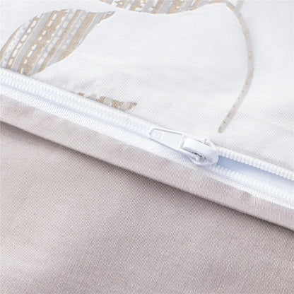 Housse de Couette Blanche et Beige