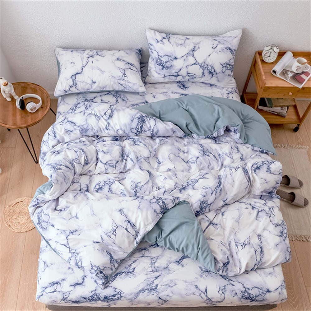 Housse de Couette Blanche et Bleu