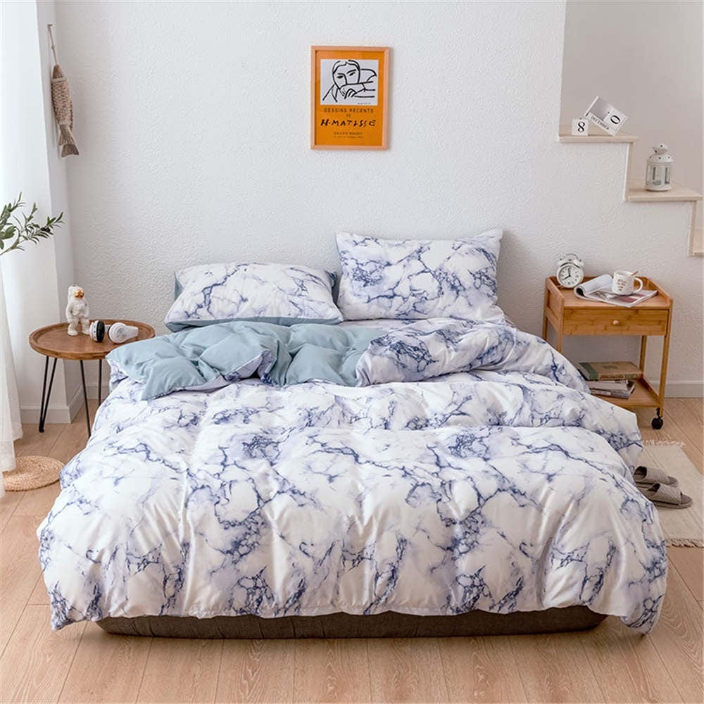 Housse de Couette Blanche et Bleu