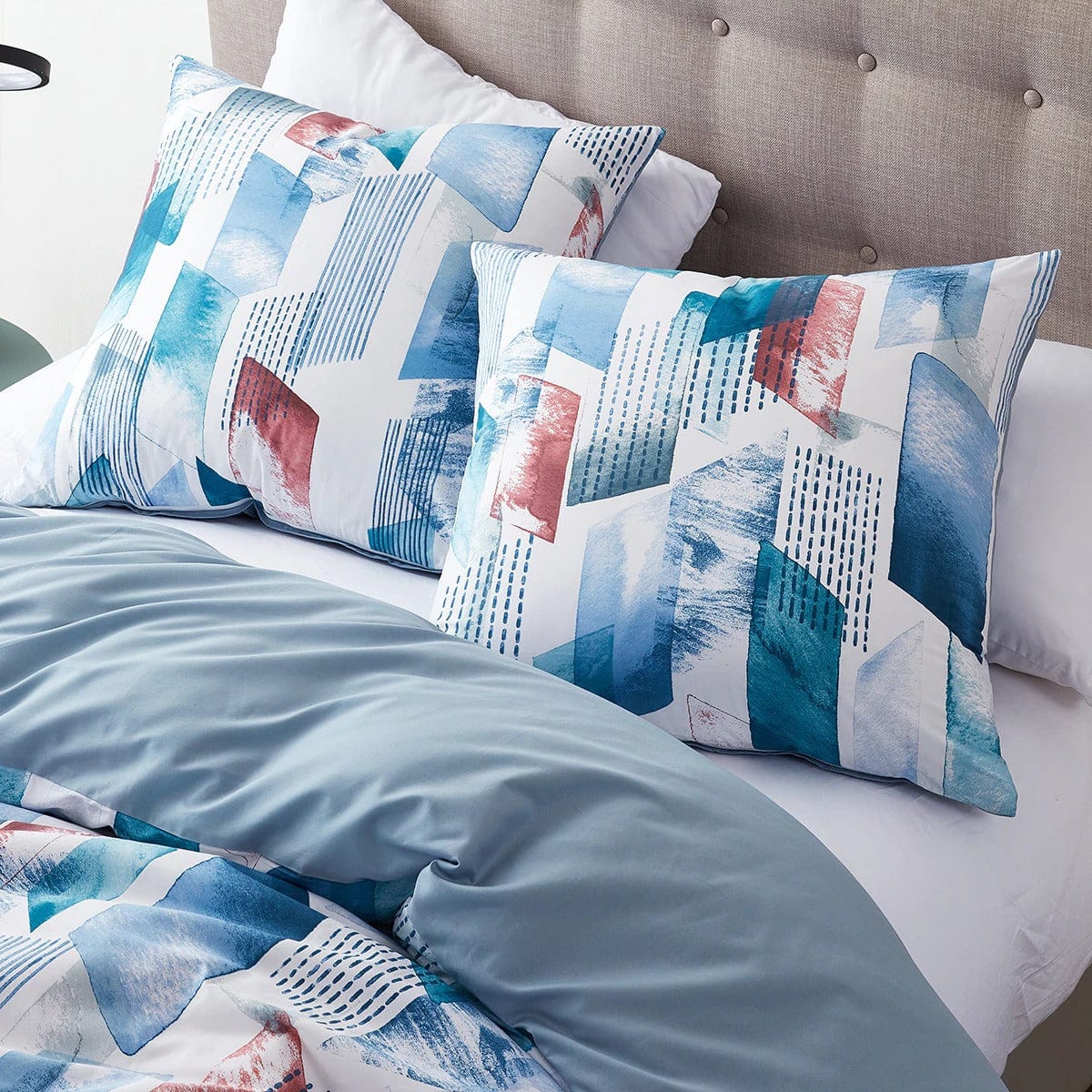 Housse de Couette Blanche et Bleu Canard
