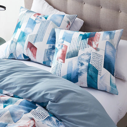 Housse de Couette Blanche et Bleu Canard