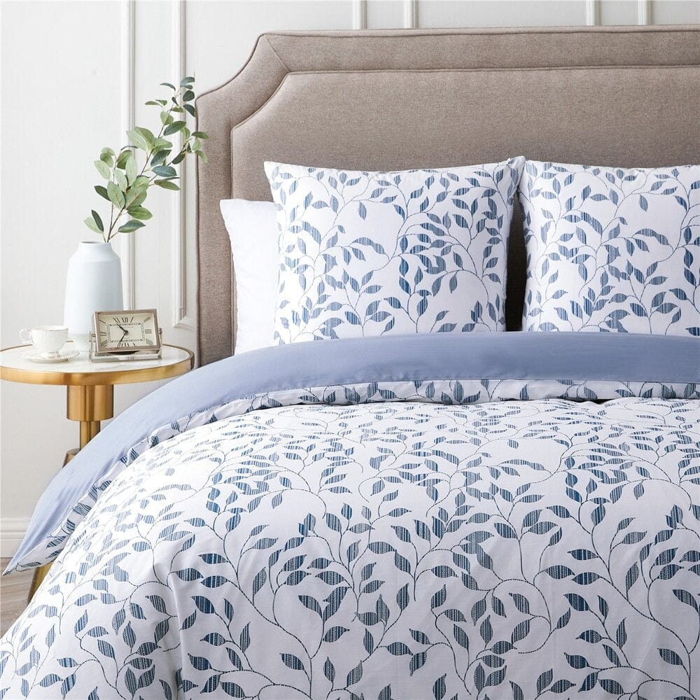 Housse de Couette Blanche et Bleu Marine