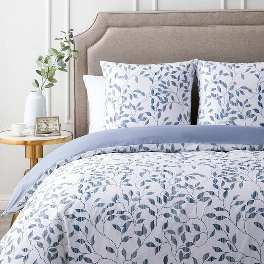 Housse de Couette Blanche et Bleu Marine