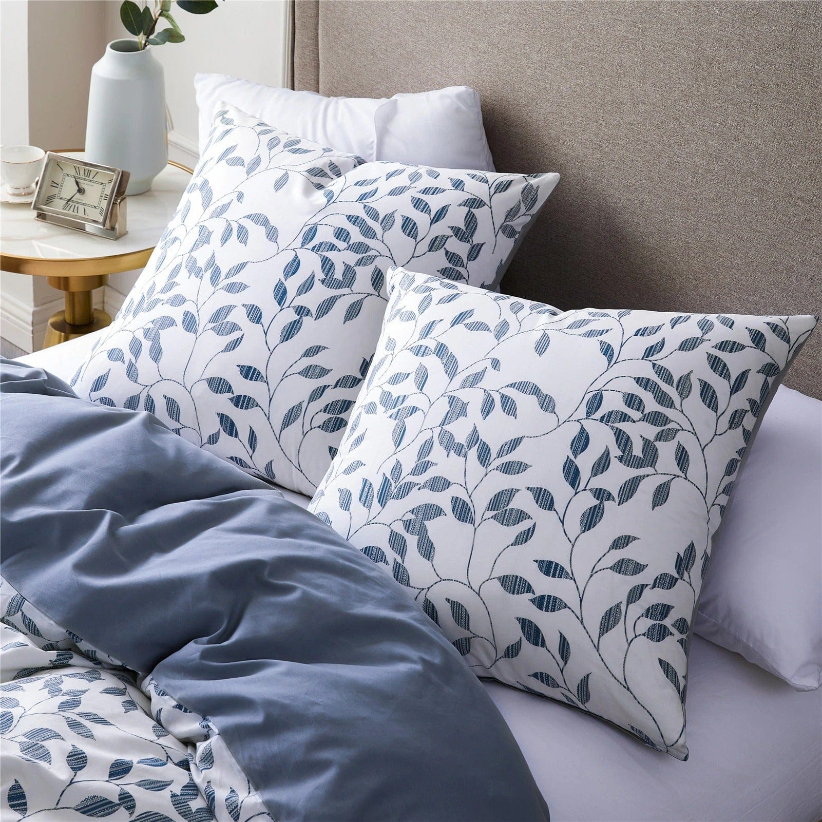 Housse de Couette Blanche et Bleu Marine