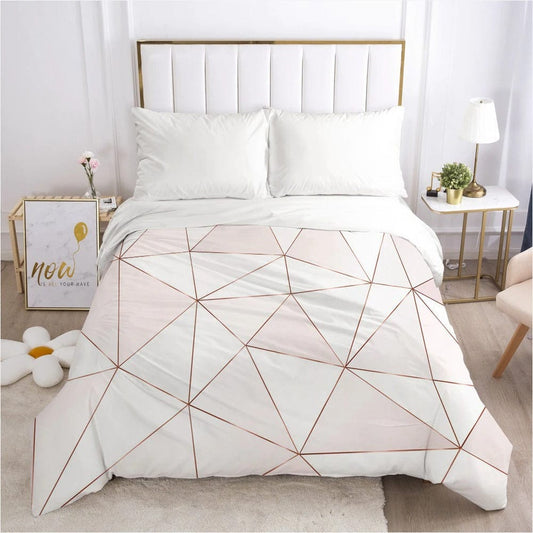 Housse de Couette Blanche et Rose Gold