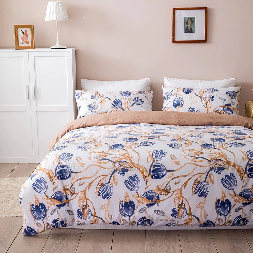 Housse de Couette Blanche Fleurie