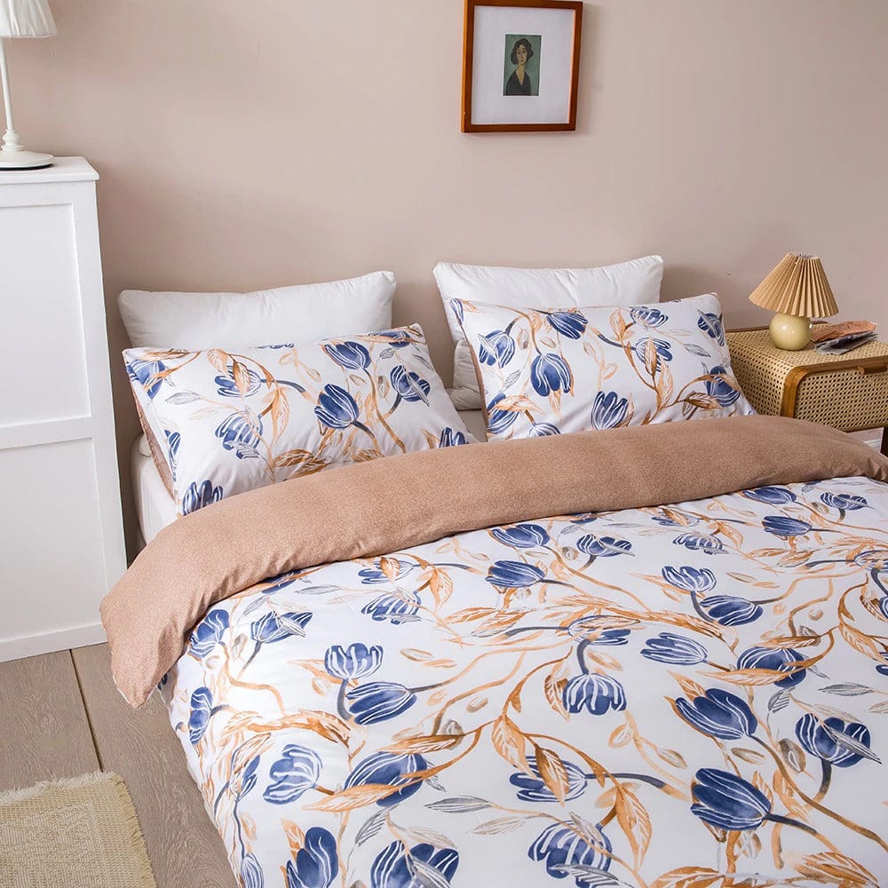 Housse de Couette Blanche Fleurie