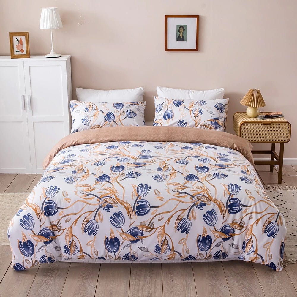 Housse de Couette Blanche Fleurie