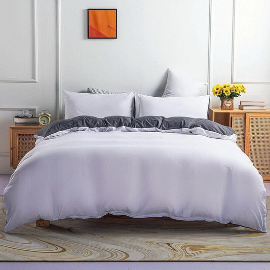 Housse de Couette Blanche Grise et Blanche