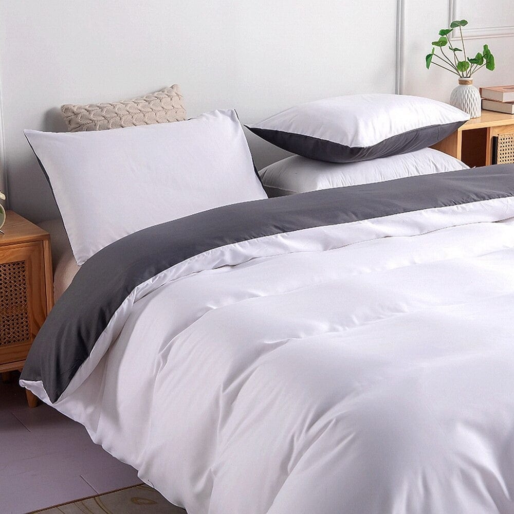 Housse de Couette Blanche Grise et Blanche