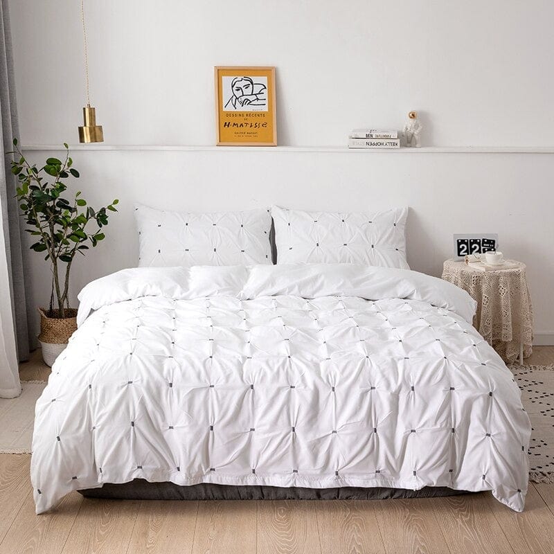 Housse de Couette Blanche Relief