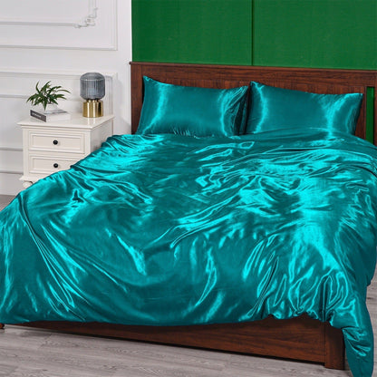 Housse de Couette Bleu Satin