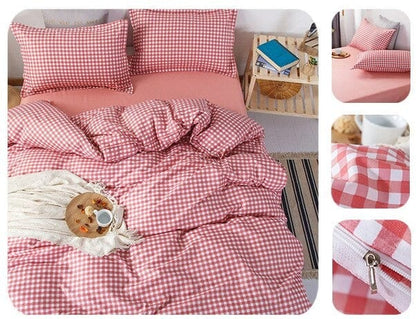 Housse de Couette Carreaux Rouge et Blanc