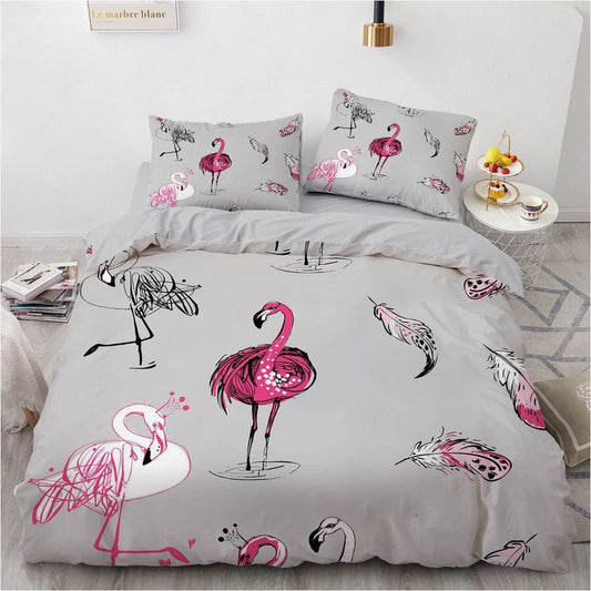 Housse de Couette Enfant Flamant Rose
