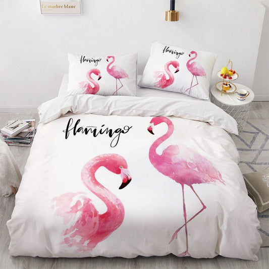 Housse de Couette Flamant Rose 2 Personnes