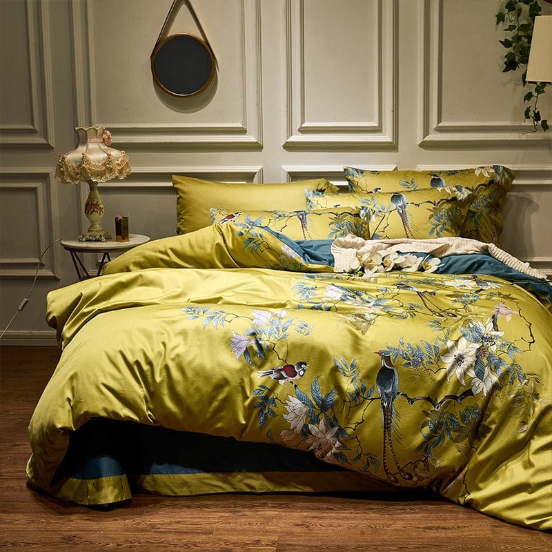Housse de Couette Fleurie Jaune