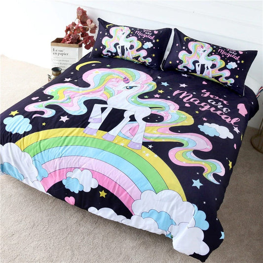 Housse de Couette Licorne Arc en Ciel