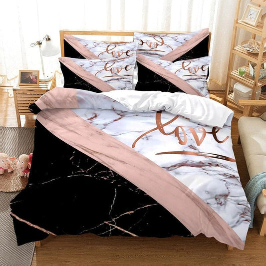 Housse de Couette Marbre Rose