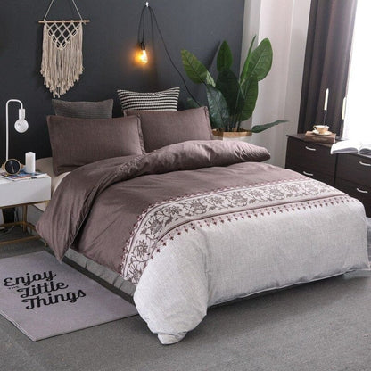 Housse de Couette Marron et Beige
