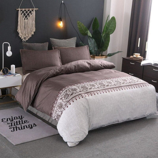 Housse de Couette Marron et Beige