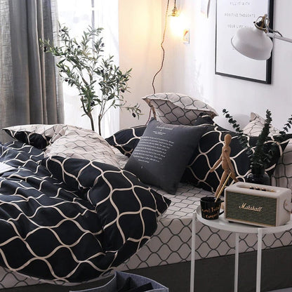Housse de Couette Motif Noir et Blanc