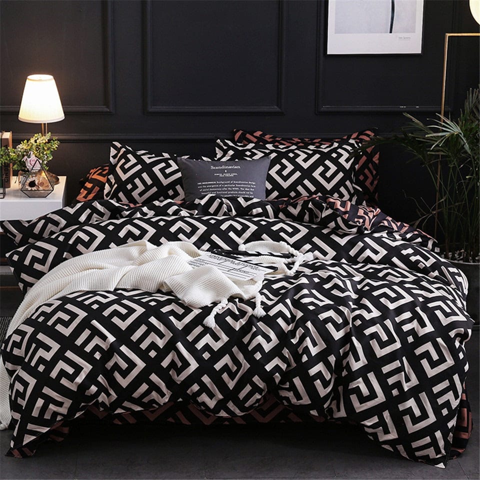 Housse de Couette Noir et Blanc 200x200