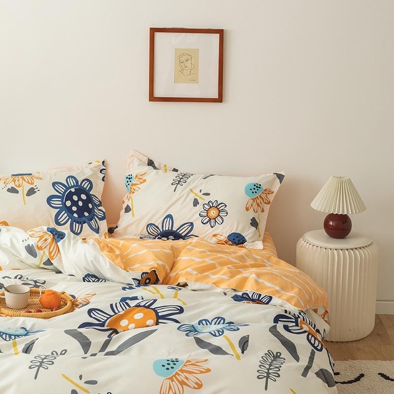 Housse de Couette Petites Fleurs Bleues