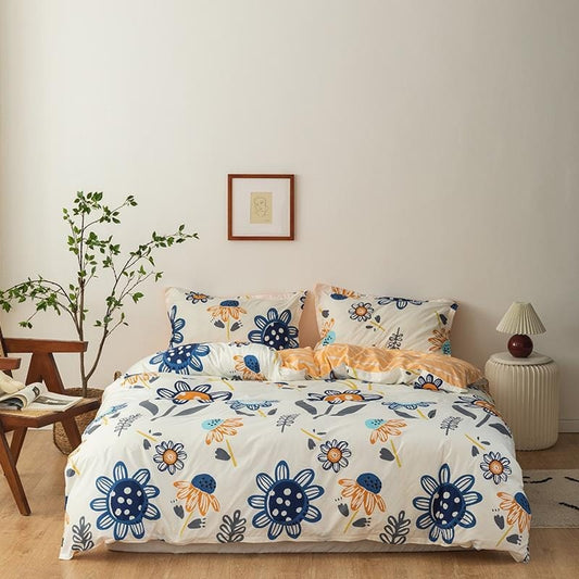 Housse de Couette Petites Fleurs Bleues